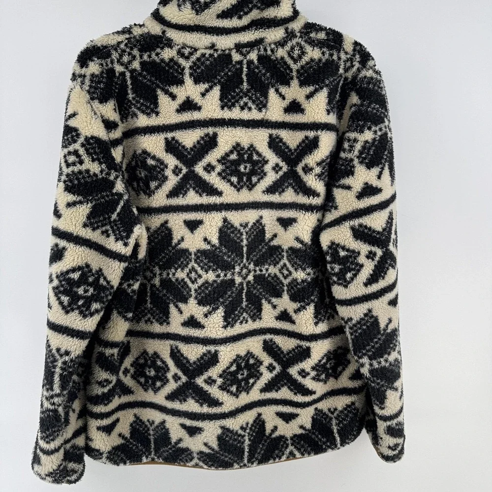 Carhartt Jacket Womens Small White Sherpa Fleece 1/2 Zip Fair Isle Pullover - Picture 9 of 11
